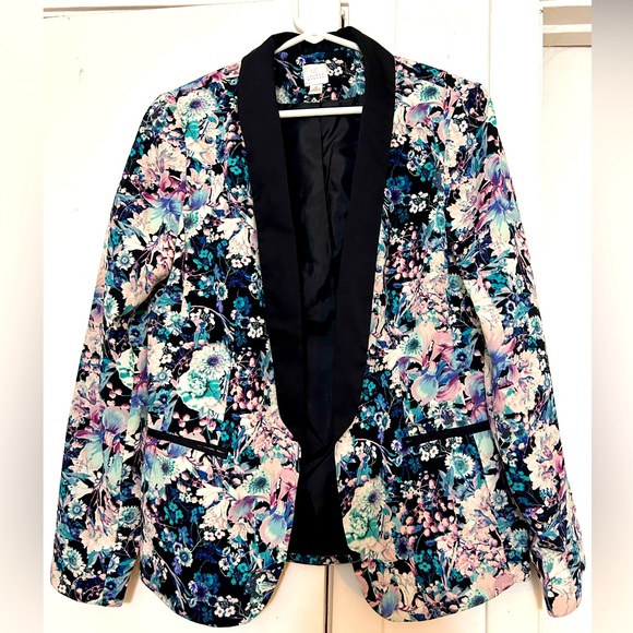 LC floral jacket Lauren Conrad violet blue lightweight like new - Picture 1 of 6